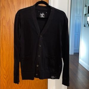 Express Men Black Cotton Button Up Cardigan